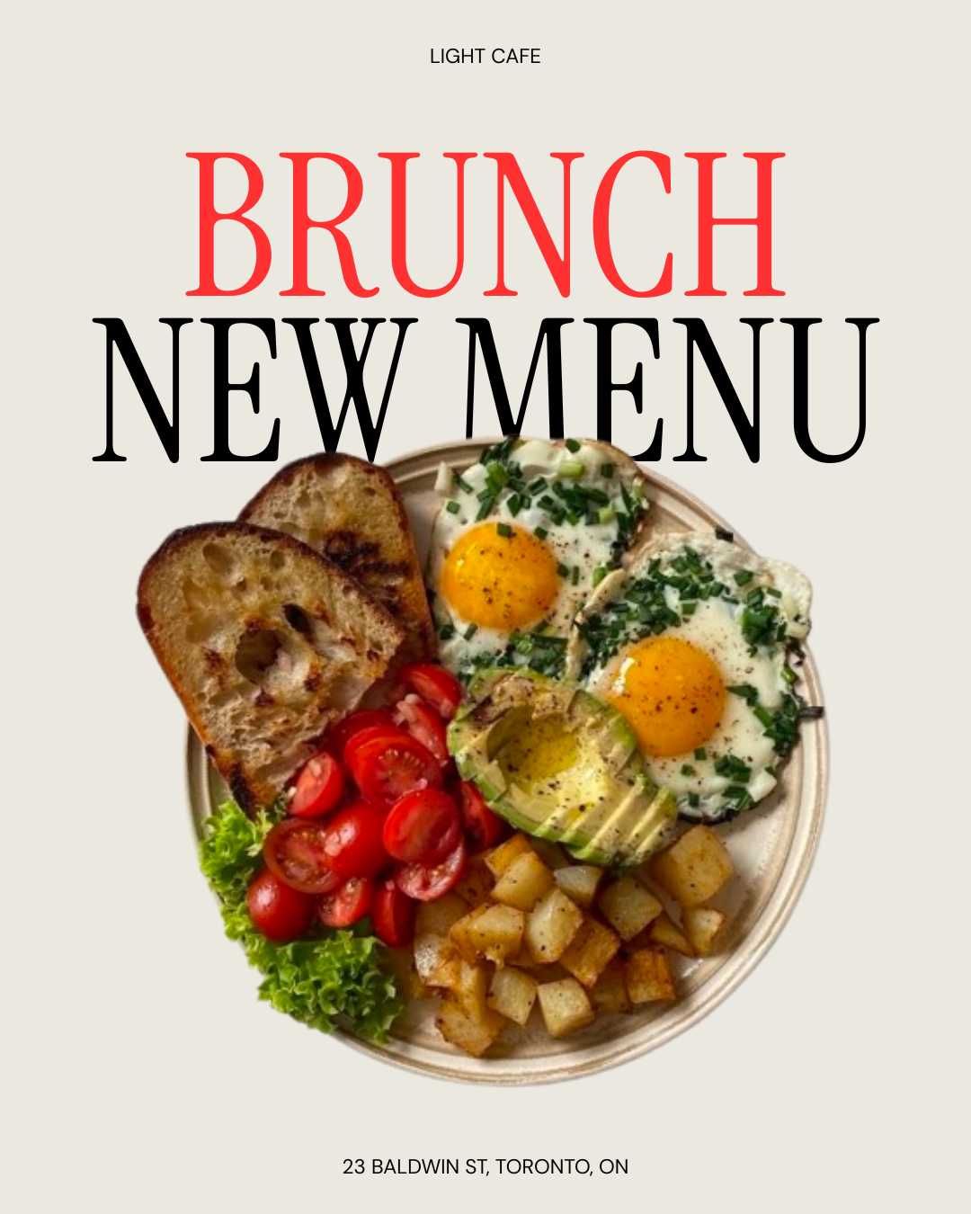 Light Cafe brunch menu launch social graphic